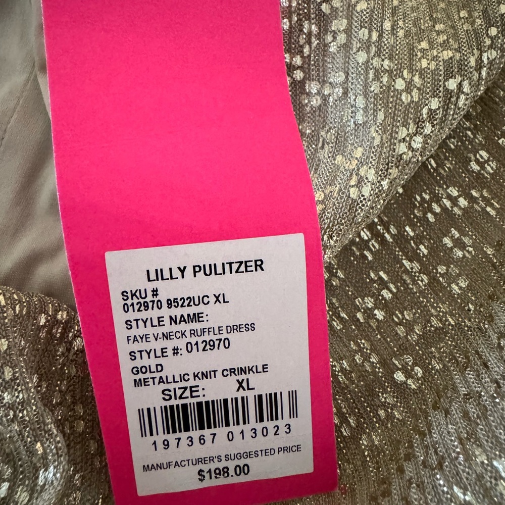 Lilly Pulitzer Gold Metallic Knit Crinkle Dress
